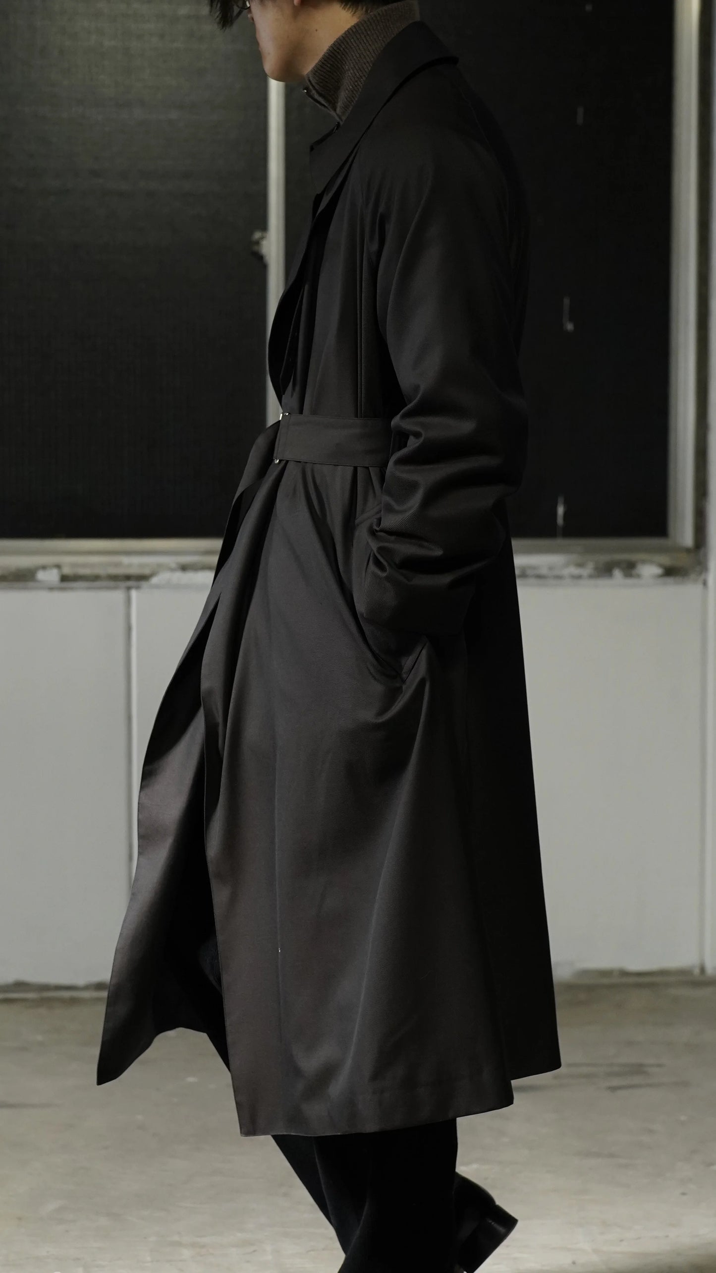 Granhiert dark brown wool silk serge